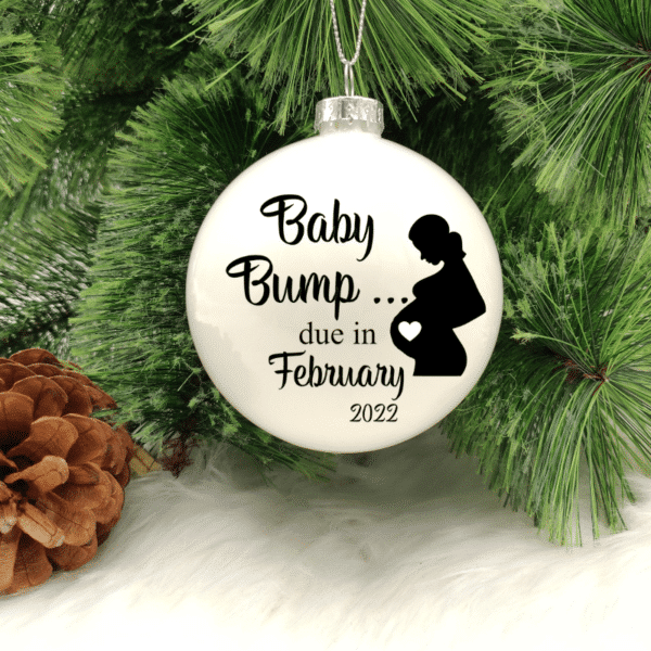Baby Bump Personalised - 8cm Glass Bauble