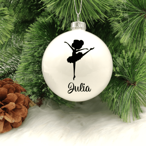Character Ballerina Personalised with Name - 8cm Glass Bauble