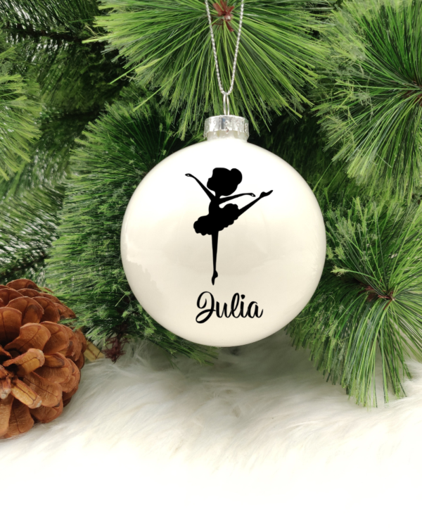 Character Ballerina Personalised with Name - 8cm Glass Bauble