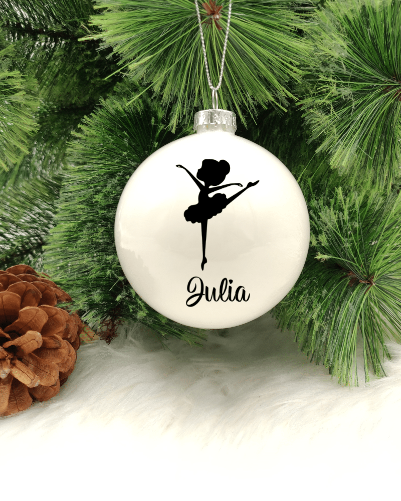 Character Ballerina Personalised with Name - 8cm Glass Bauble