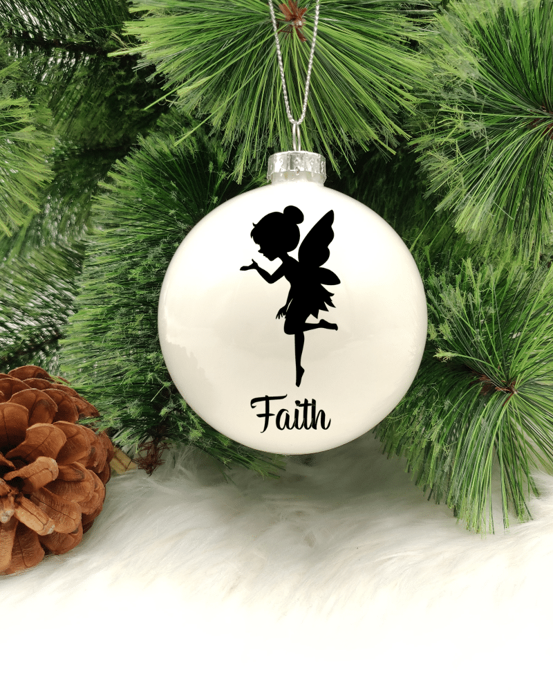 Character Fairy Personalised with Name - 8cm Glass Bauble
