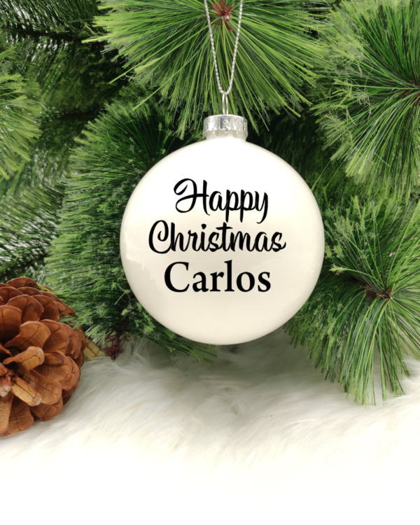 Happy Christmas Personalised with Name - 8cm Glass Bauble