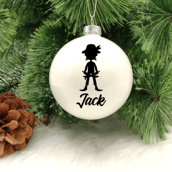 Character Pirate Personalised with Name - 8cm Glass Bauble