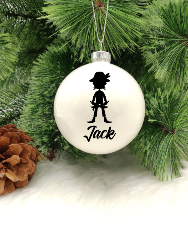 Character Pirate Personalised with Name - 8cm Glass Bauble
