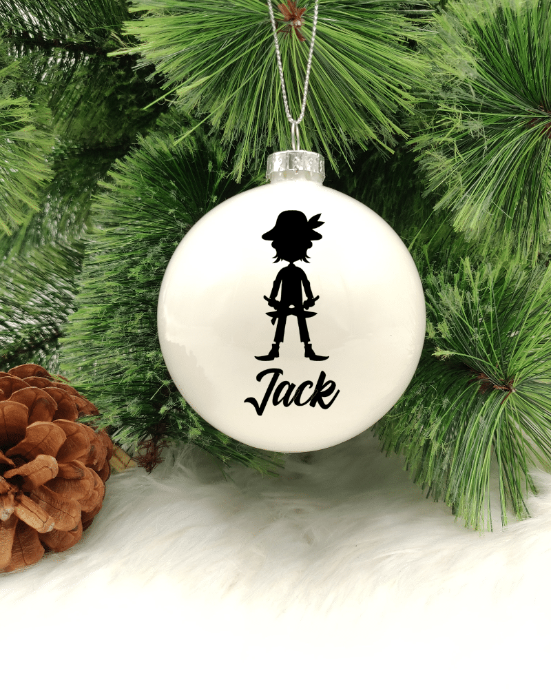 Character Pirate Personalised with Name - 8cm Glass Bauble