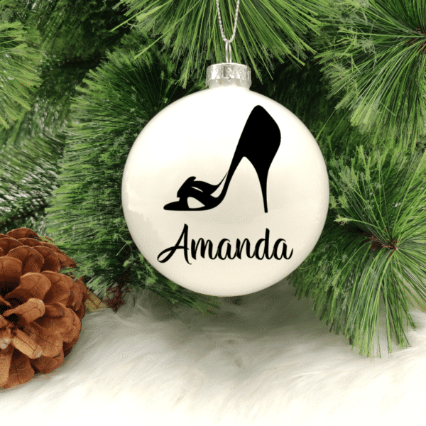 Character Shoe Personalised with Name - 8cm Glass Bauble