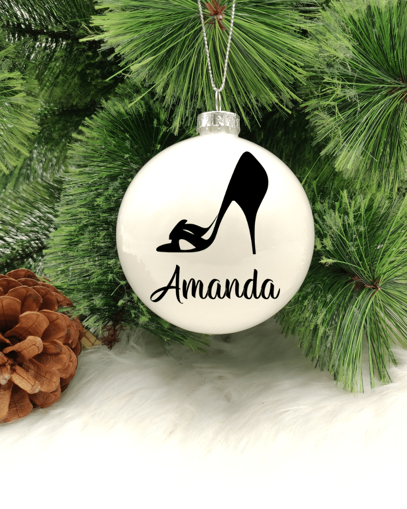Character Shoe Personalised with Name - 8cm Glass Bauble