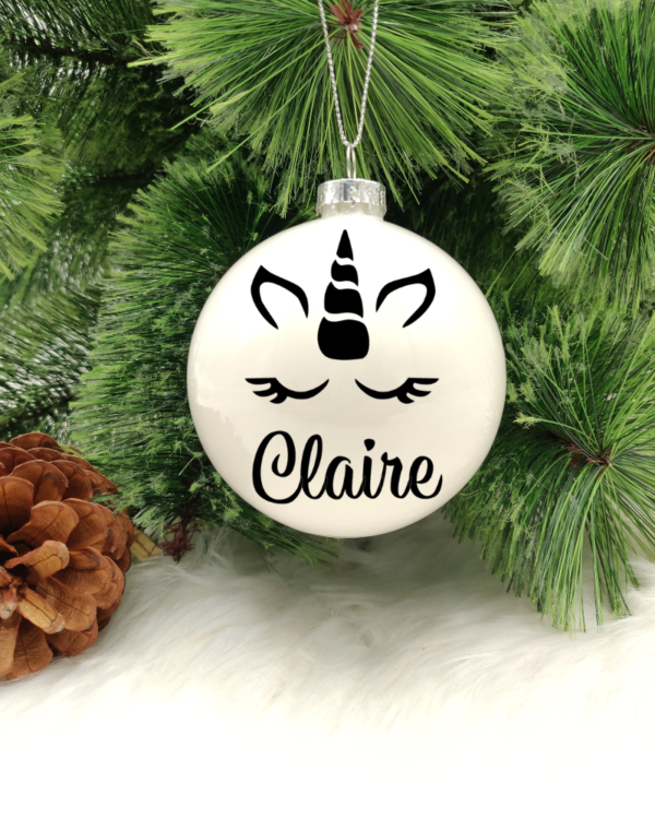 Character Unicorn Personalised with Name - 8cm Glass Bauble