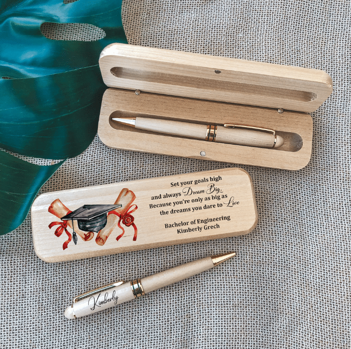 Graduation Quote - Personalised Wooden Pen + Case