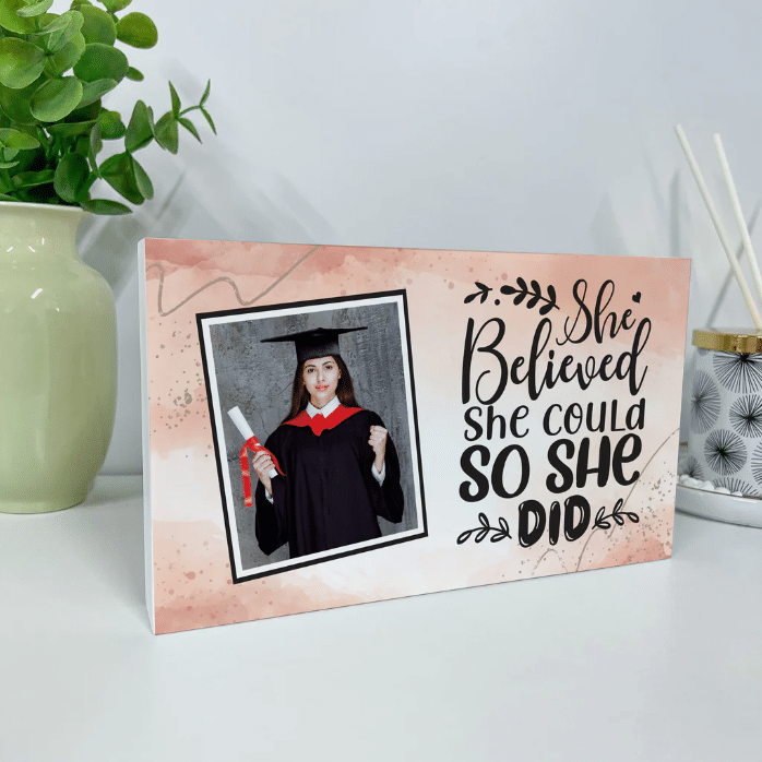 Graduation - Personalised Rectangular Block in Blush