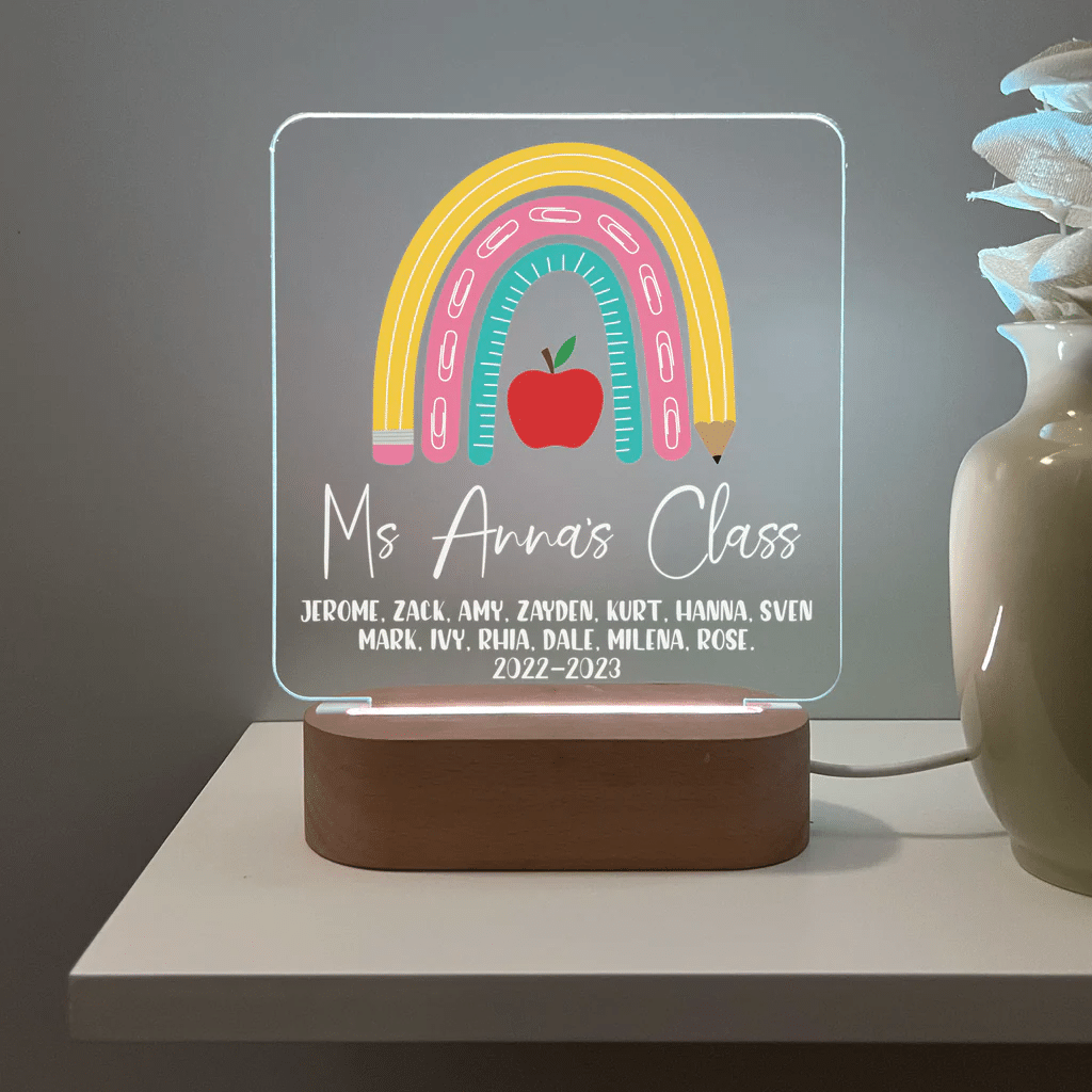 Rainbow Teacher - Personalised Lamp