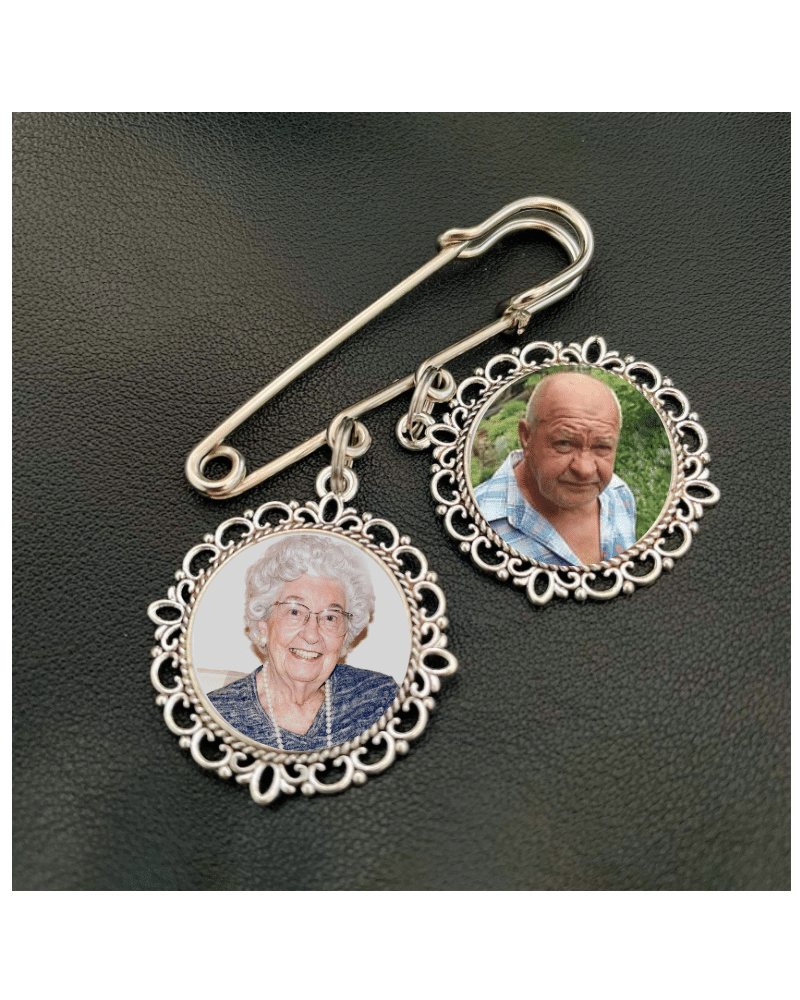 Personalised Bouquet Photo Charm Brooch - 2 Charms