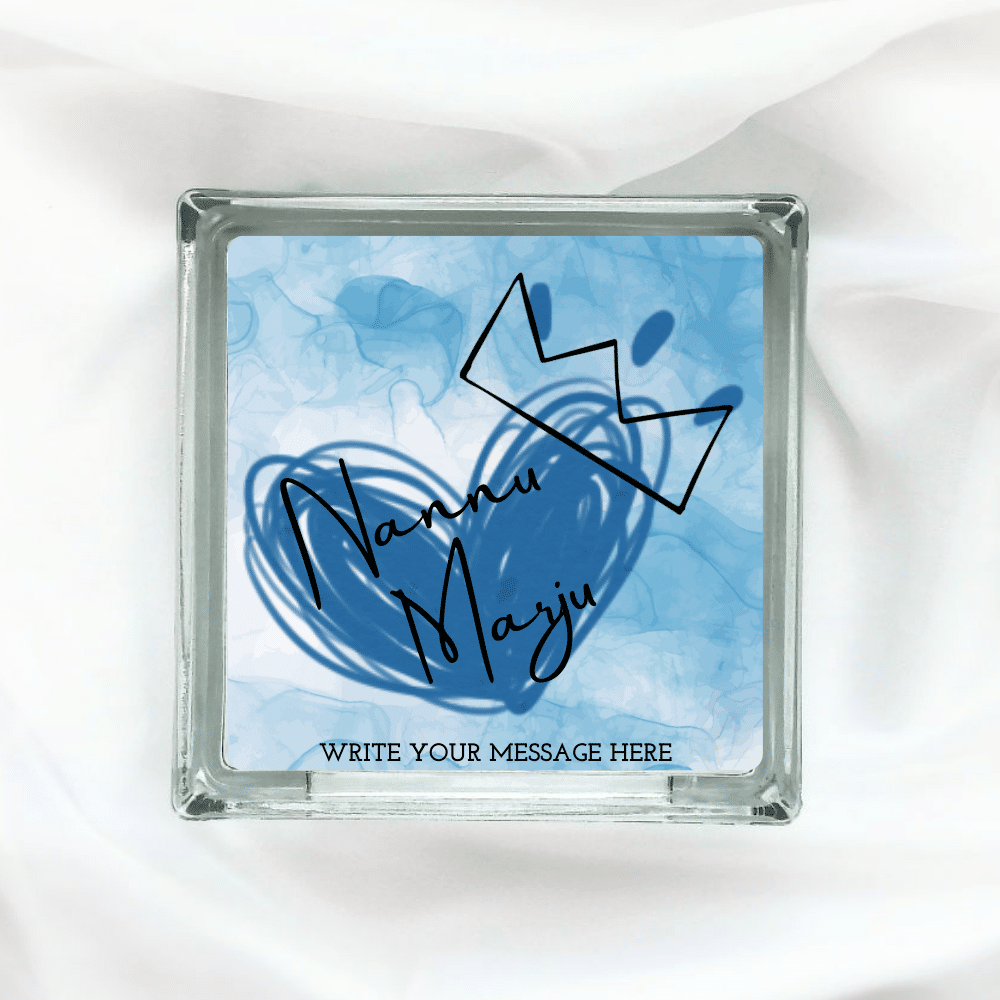 Crowned Nannu - Personalised Glass Block