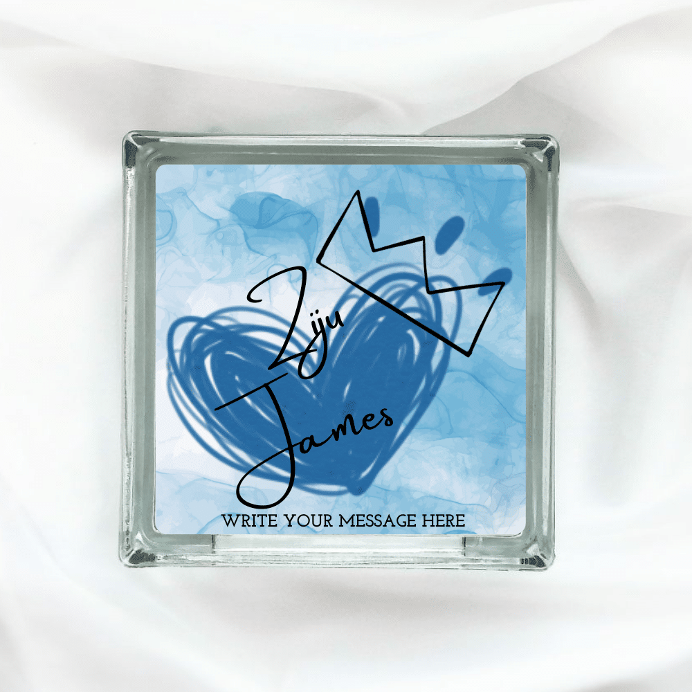 Crowned Ziju - Personalised Glass Block