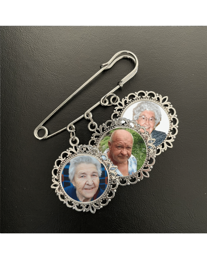 Personalised Bouquet Photo Charm Brooch - 3 Charms