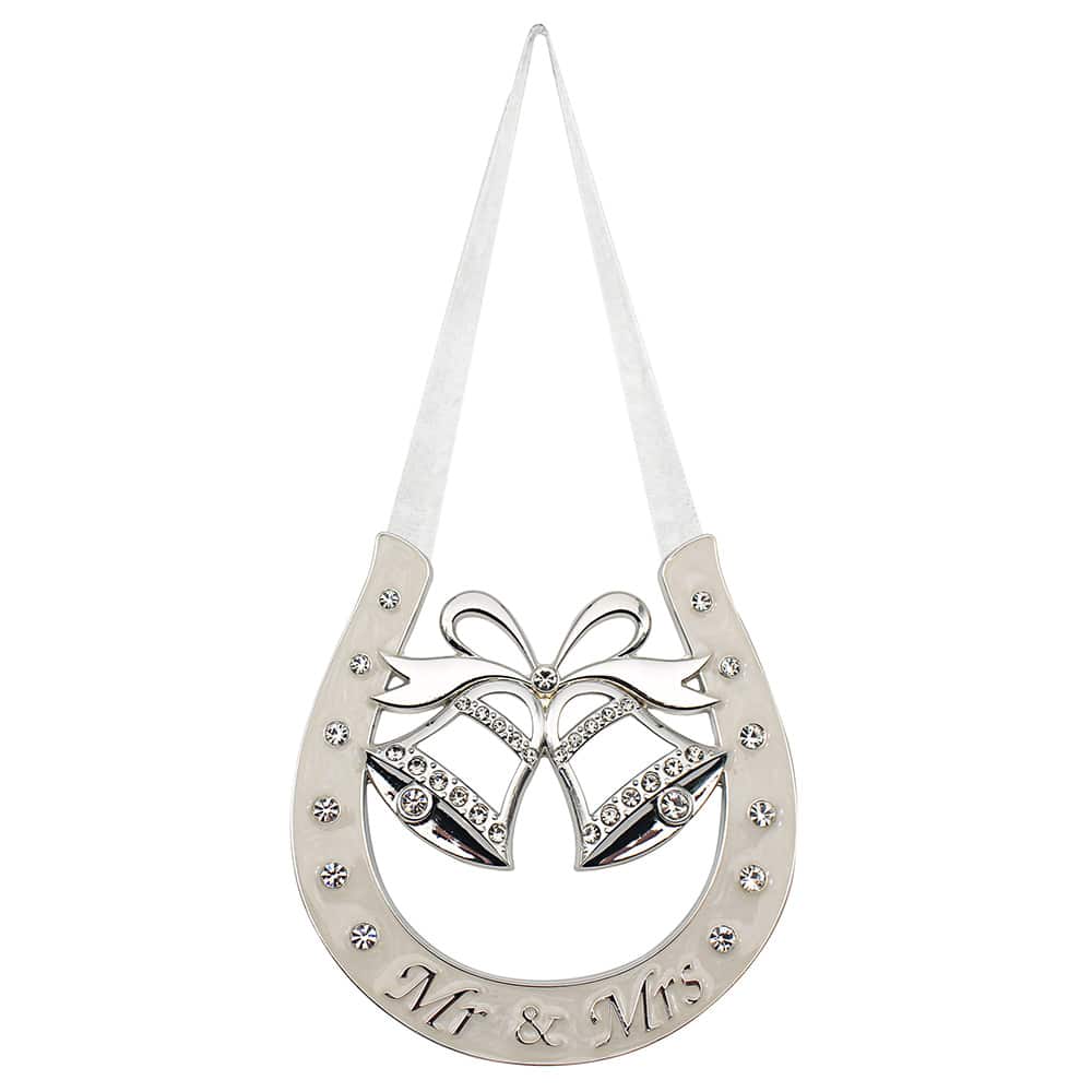 Wedding Bells Mr & Mrs - Silver Plated Horse Shoe Lucky Charm