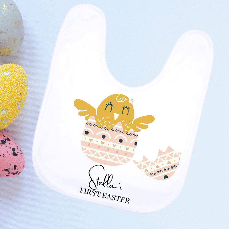 Pink Easter Chick - Personalised Bib