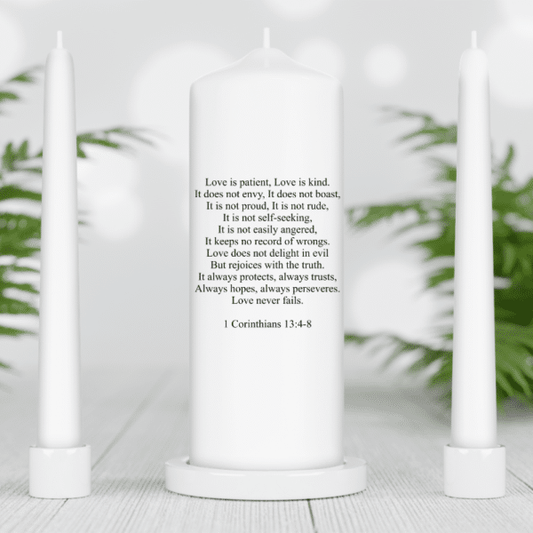 Personalised English Unity Candle Set - White Candles - Image 10