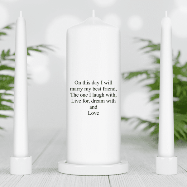 Personalised English Unity Candle Set - White Candles - Image 2