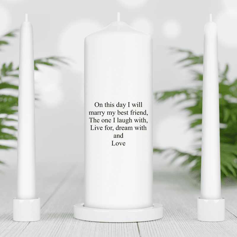 Personalised English Unity Candle Set - White Candles - Image 2