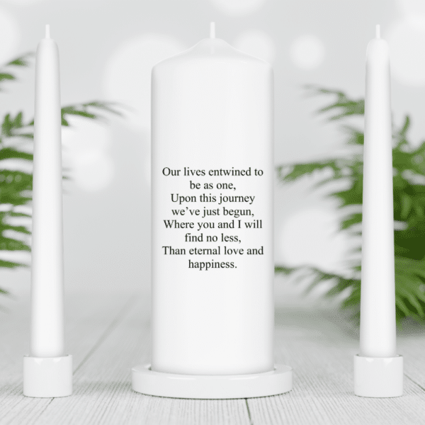 Personalised English Unity Candle Set - Ivory Candles - Image 10