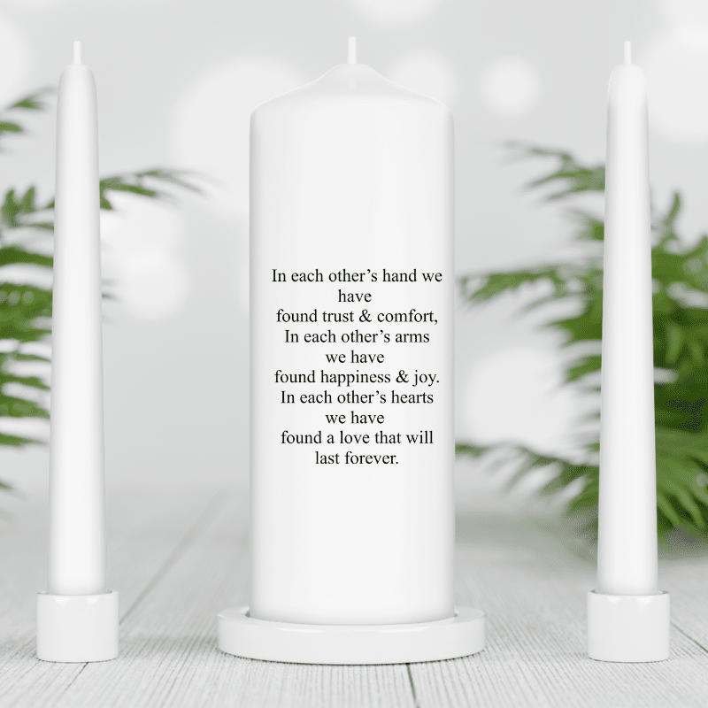 Personalised English Unity Candle Set - White Candles - Image 4