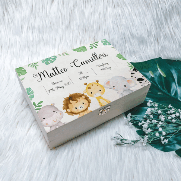 New Born Keepsake Box - Safari Theme