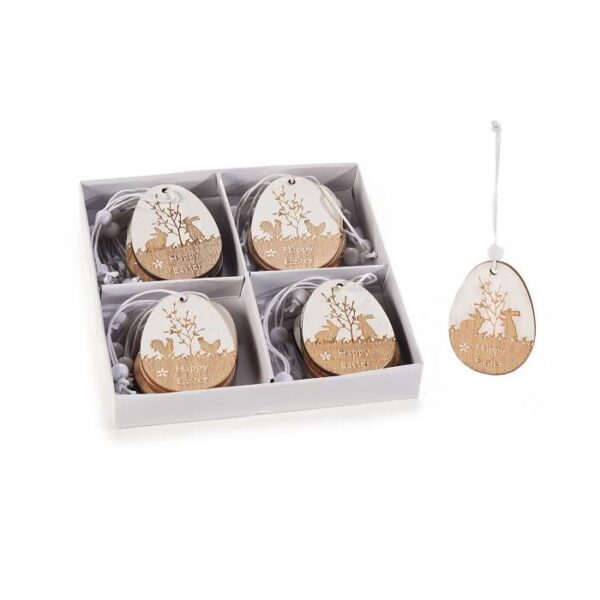 White Hanging Wooden Eggs