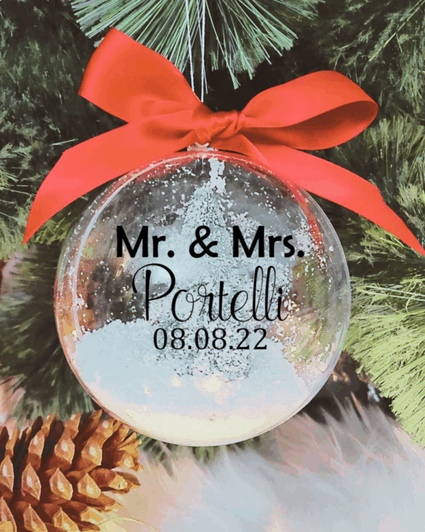 Spouses Personalised with Name and Date - 10cm Acrylic Bauble