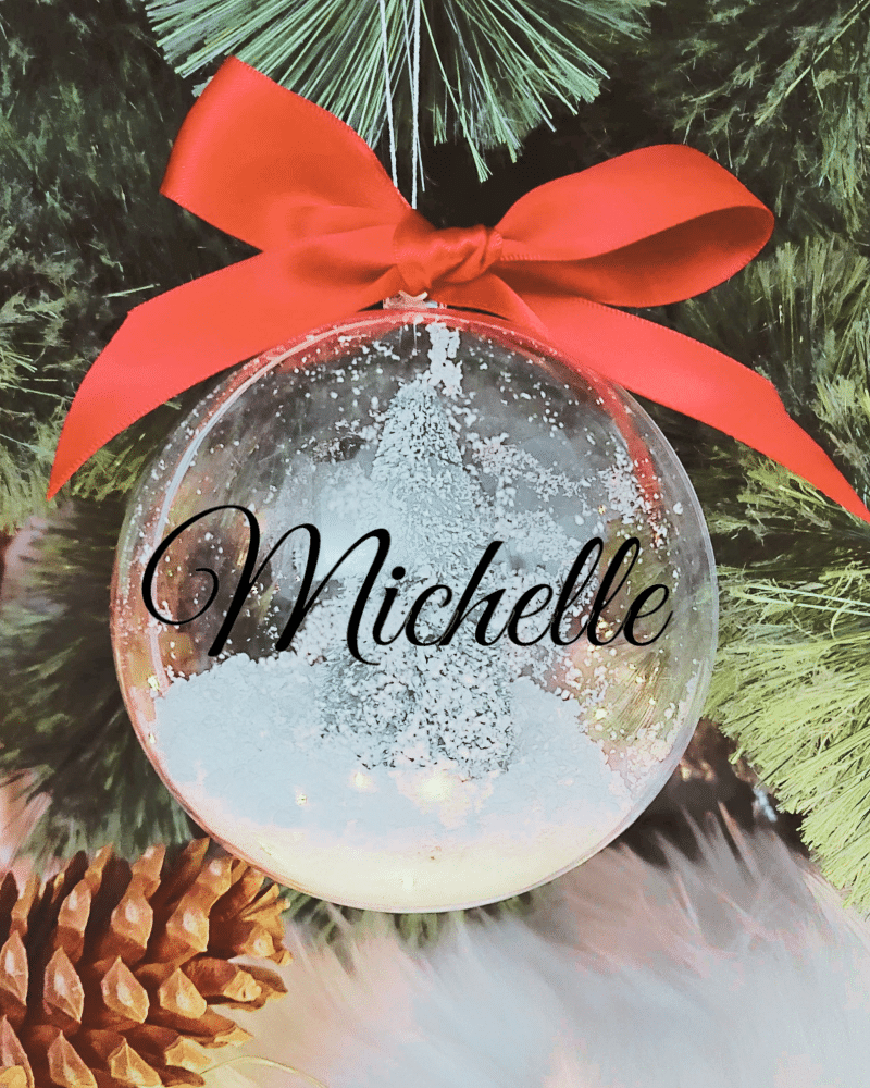 Personalised with Font Name Michelle - 10cm Acrylic Bauble