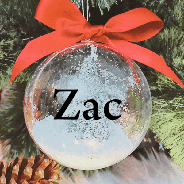 Personalised with Font Name Zac - 10cm Acrylic Bauble