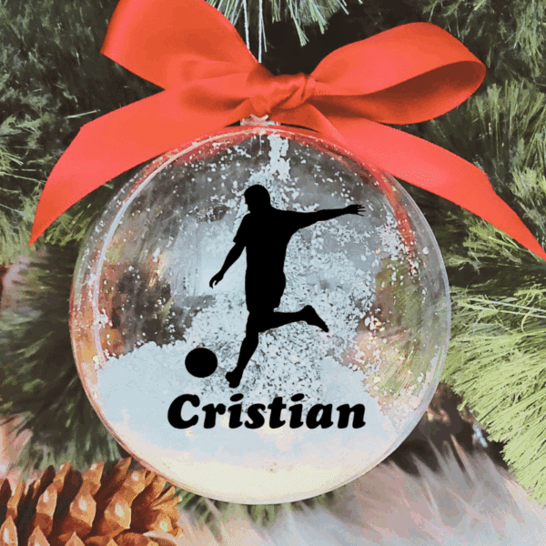 Personalised with Name Footballer - 10cm Acrylic Bauble