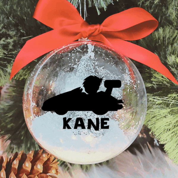 Personalised with Name Racer - 10cm Acrylic Bauble