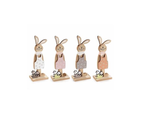 Standing Wooden Bunny With Flowers