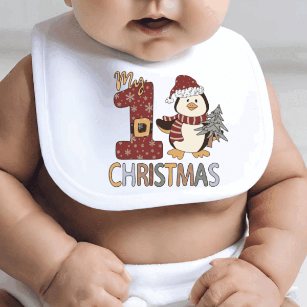 My First Christmas - Penguin Bib