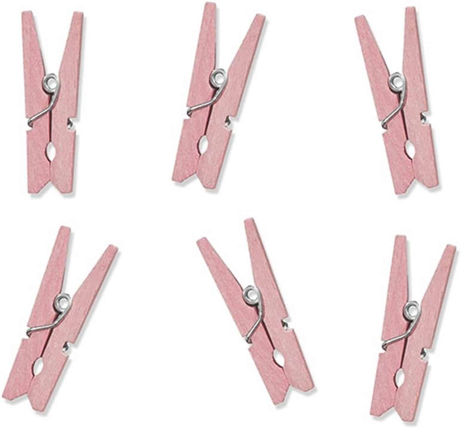 Mini Pink Wooden Pegs - Pink