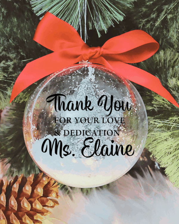 Personalised with Name, Thank you For Your Dedication - 10cm Acrylic Bauble