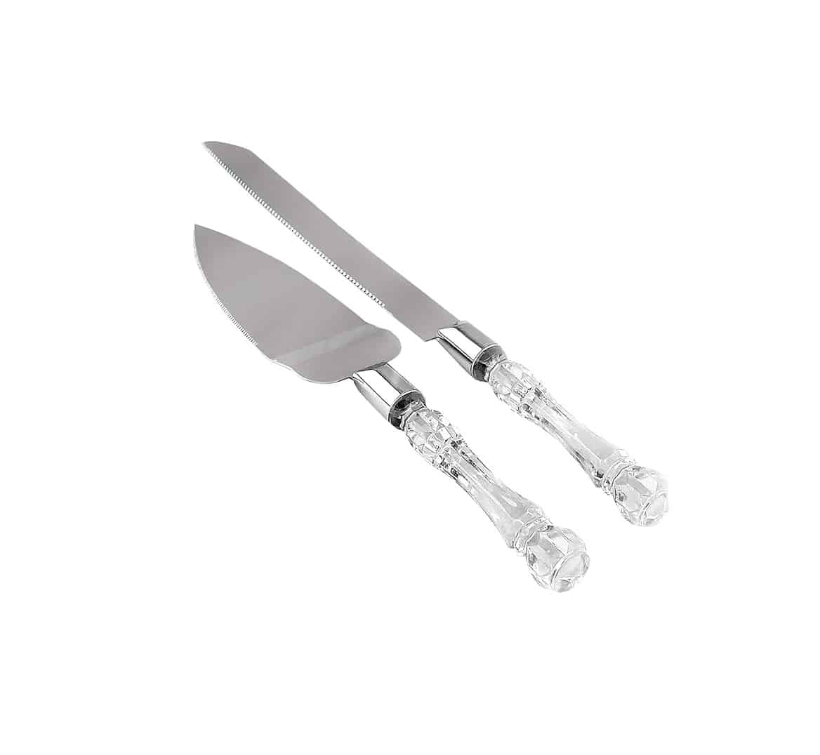 Clear Cake Knife and Server Set